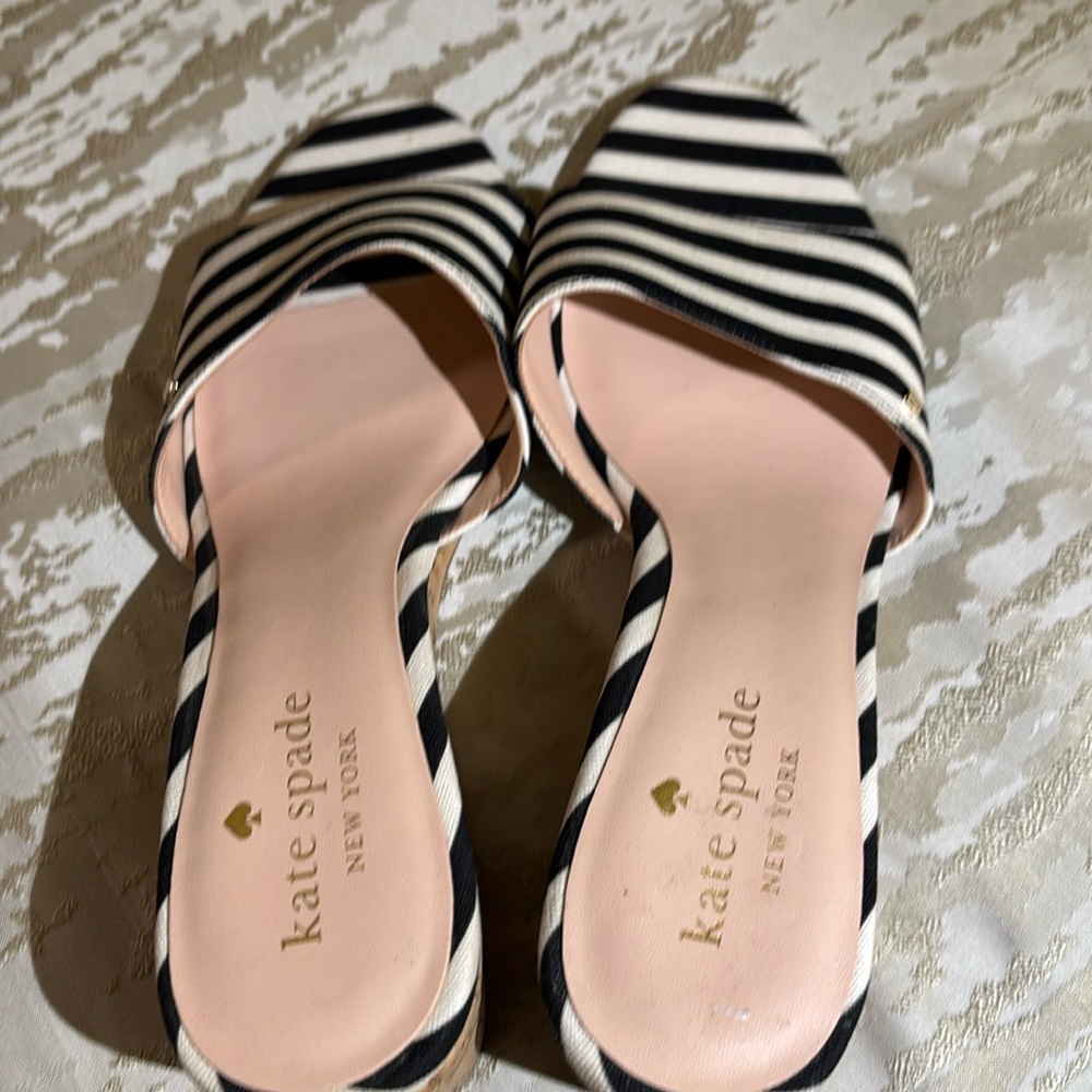 Kate Spade black and white stripes size 7 slip ons